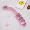 Crystal Glass Dildo Anal Beads Butt Plug G-spot Massager (Pink)